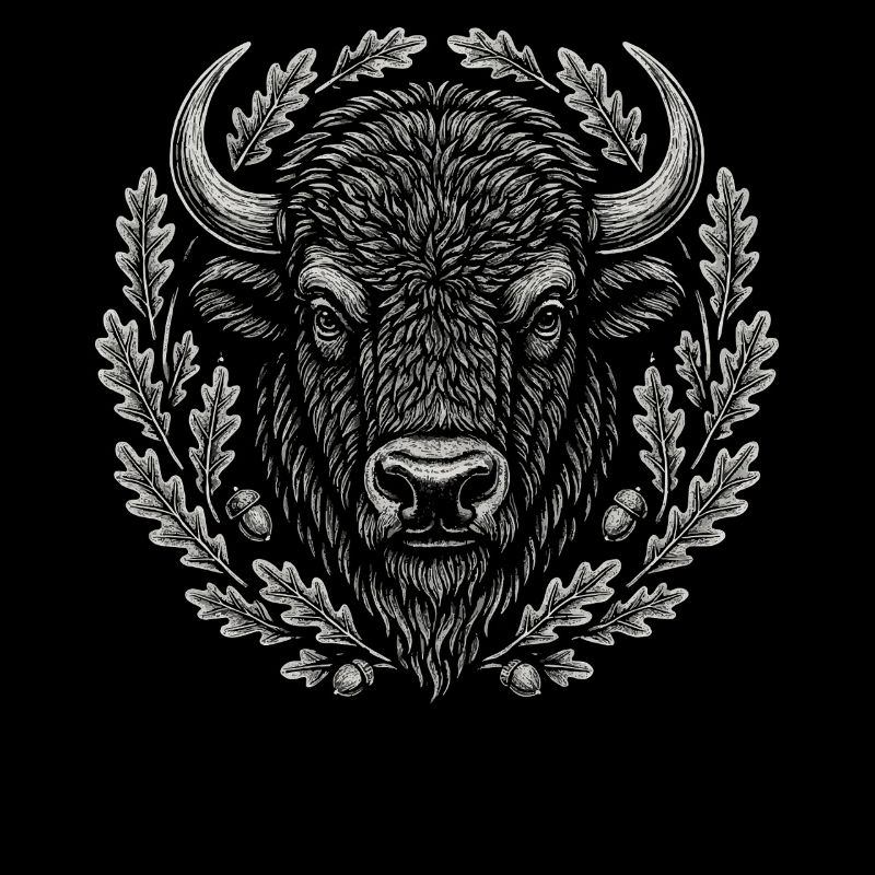 Europäischer Bison mit Eichenkranz Kunst