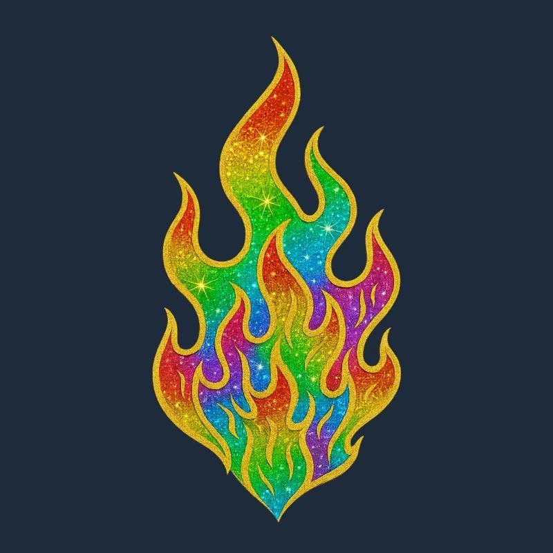 Rainbow Fire Glitter Flame