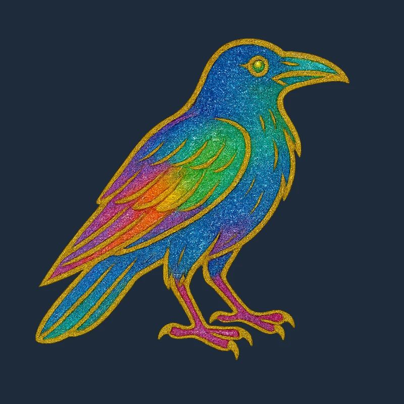 Conception de patch de corbeau arc-en-ciel