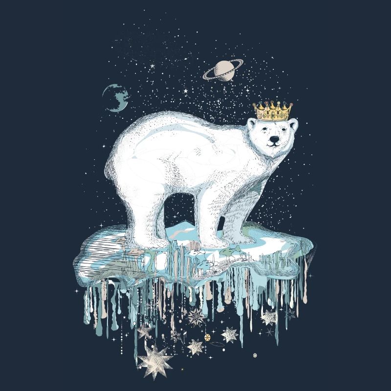 Majestätischer Eisbär mit Krone auf Eisscholle