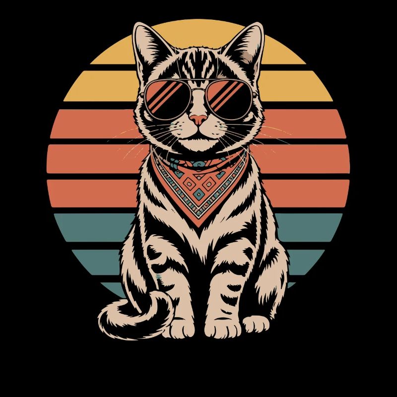 Coucher de soleil de chat avec des lunettes
