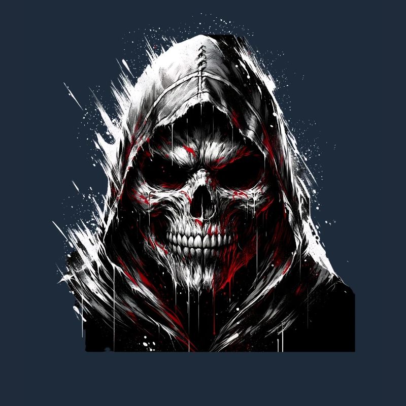 Dark Skull with Hood Gothic Art
