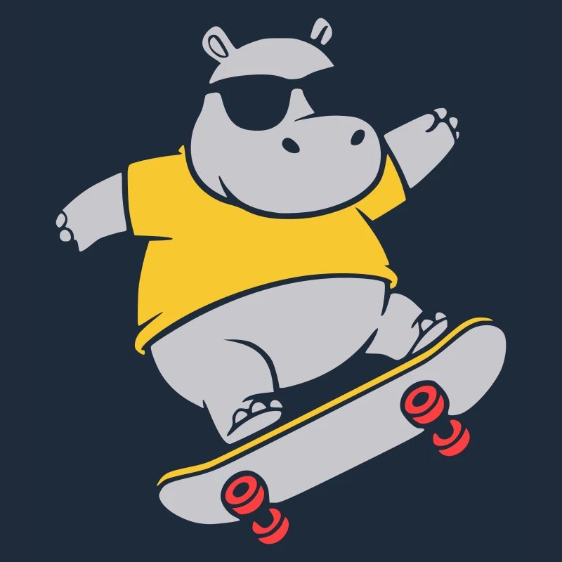 Cooles Nilpferd Skater Skateboard Vektor