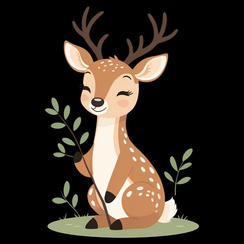 Cuddly deer in the forest