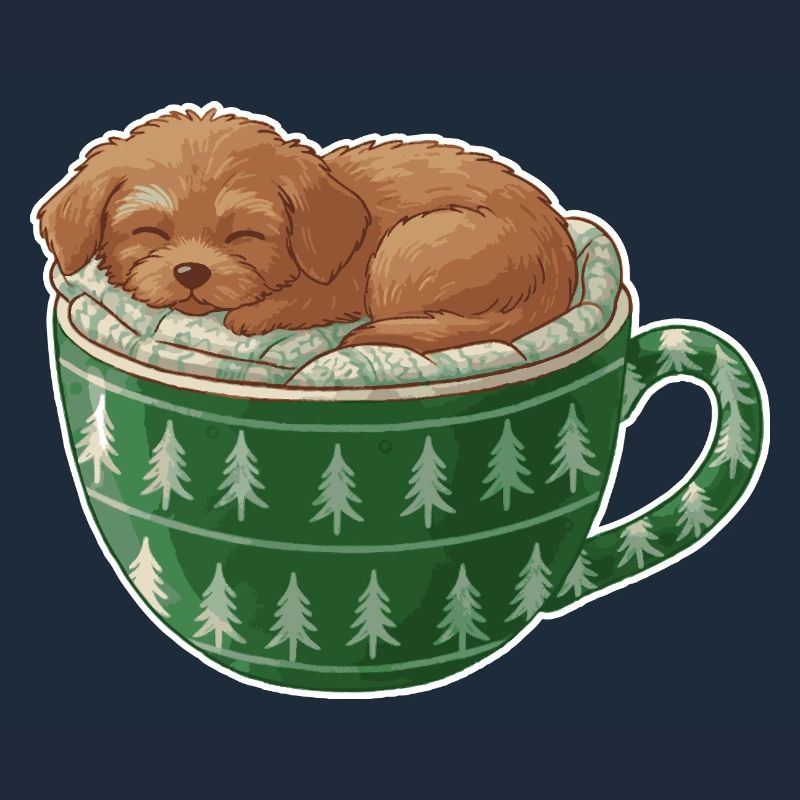 Chiot endormi dans un gobelet vert