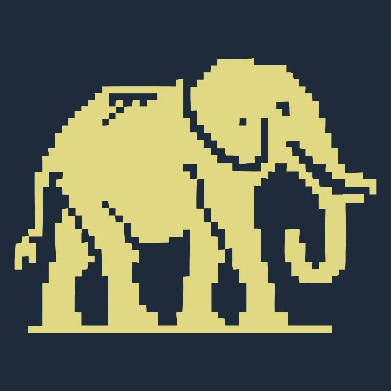 Pixel Elephant Yellow Retro