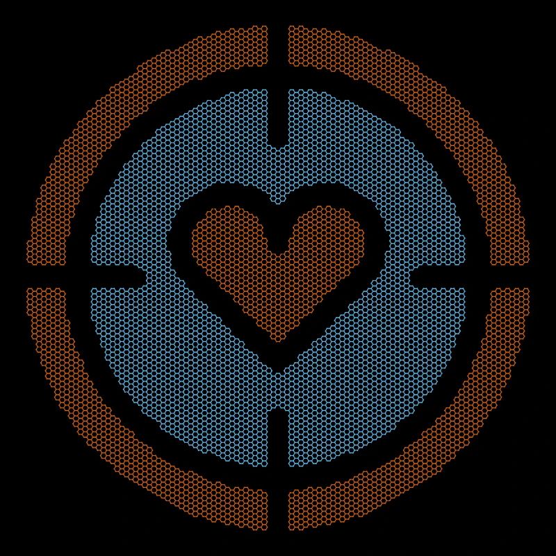 Heart in Target Emblem, honeycomb pattern