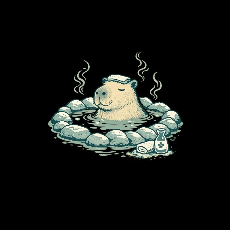 Capybara dans le bain de source