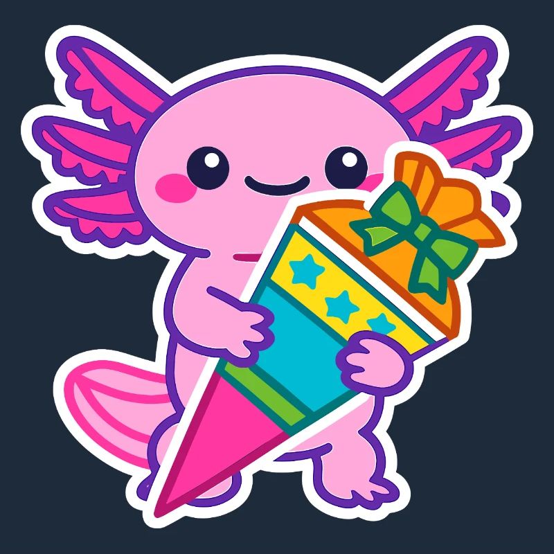Endlich Schulkind süßes Axolotl zur Einschulung
