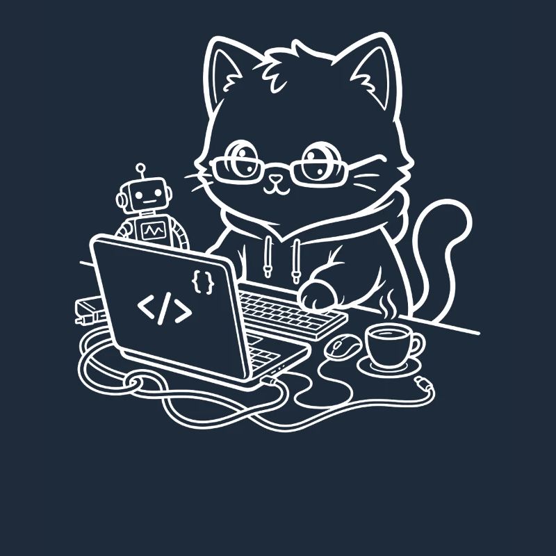 Coder Kawaii Katze Programmierer