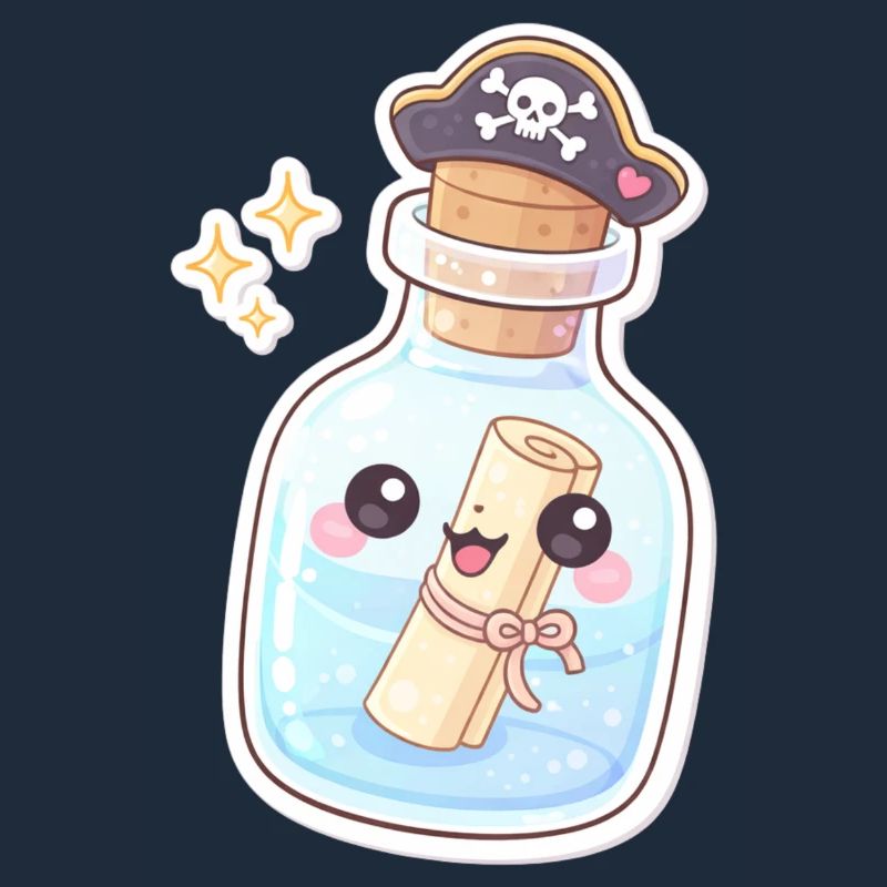 Un message de pirate mignon dans une bouteille