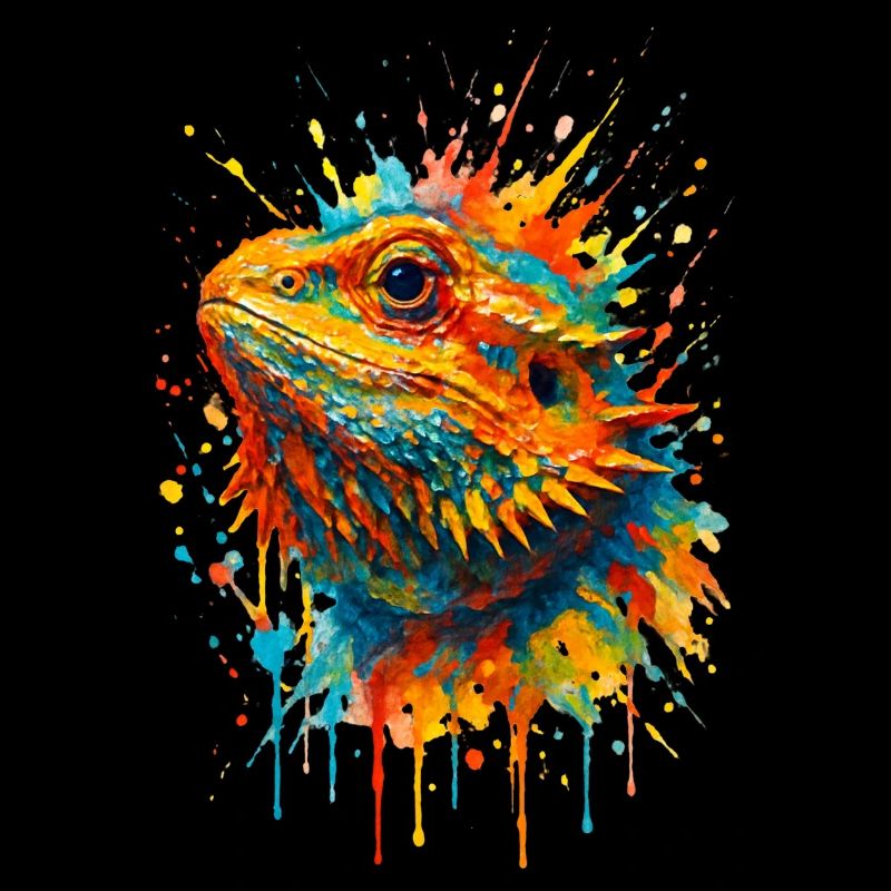 Dragon Barbu Aquarelle aux Éclats de Couleurs