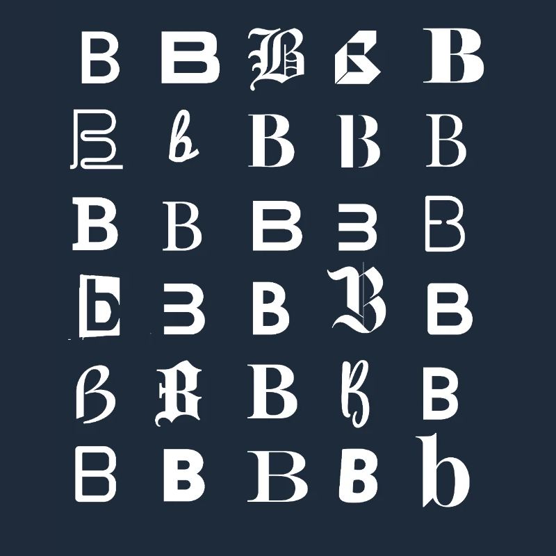 Typography Alphabet Letter B Glyph Mosaic