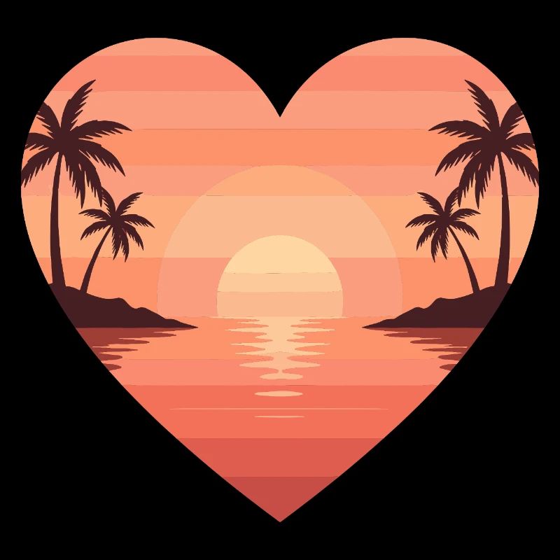 Heart sunset on the beach