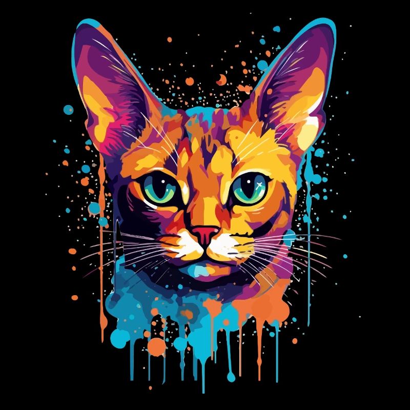 Bunte Splash-Kunst Abessinianisches Katzengesicht