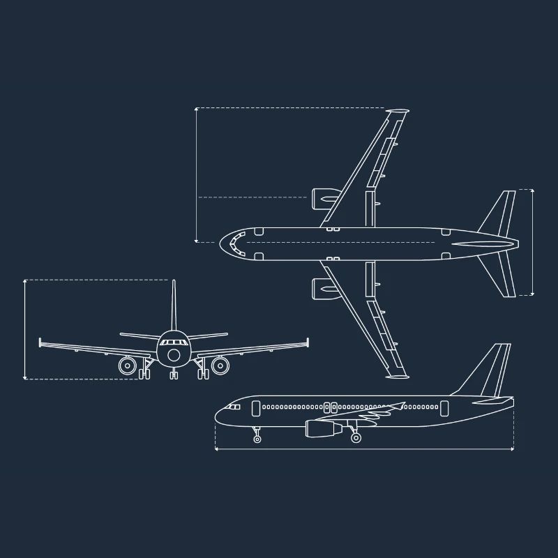 Airplane Blueprint Technical Drawing