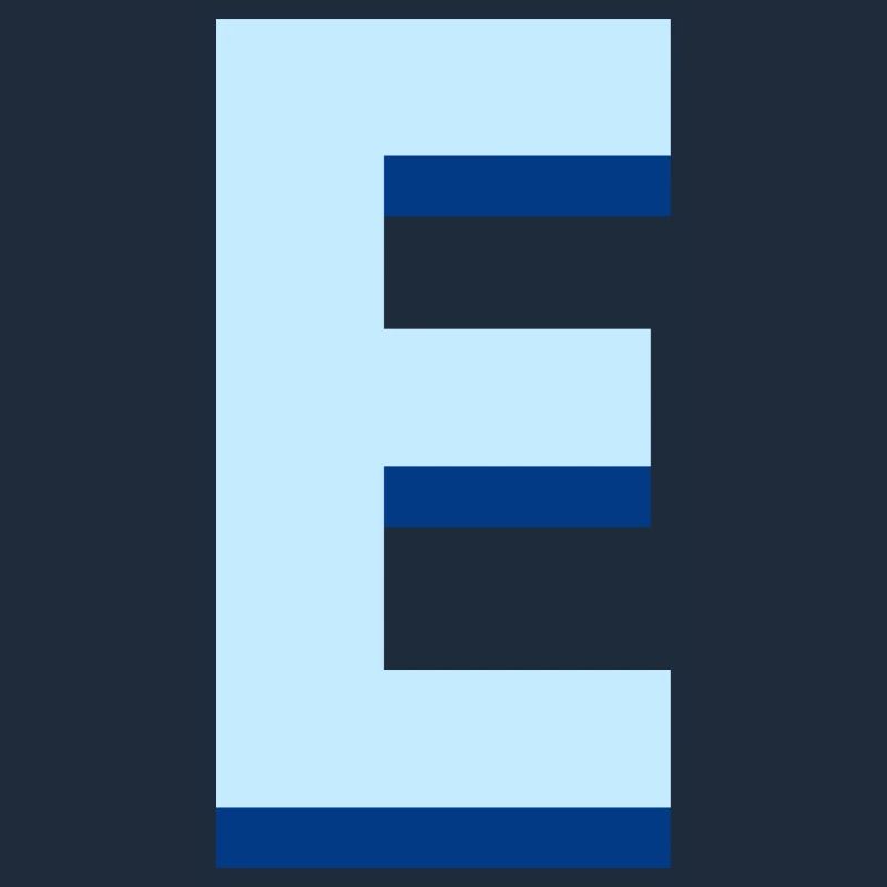 Pop und moderner blauer Buchstabe e