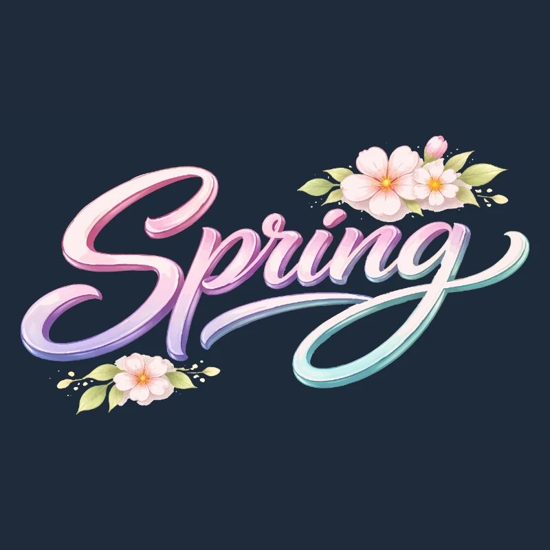 Spring Schriftzug mit Blüten