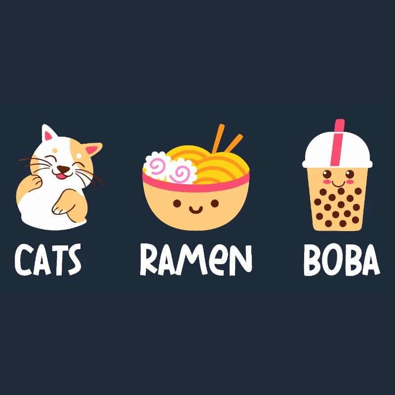 Cat Ramyun Boba Collage Tee