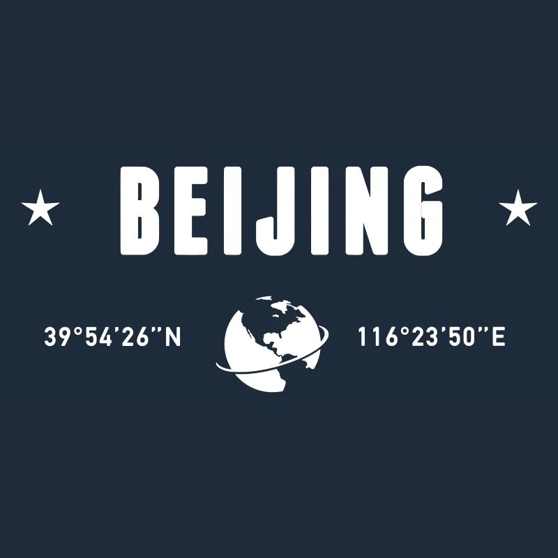 Beijing China Coordinates Planet Earth White