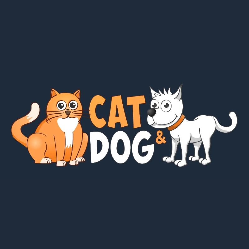 Fröhliches Bild einer Katze und eines Hundes.