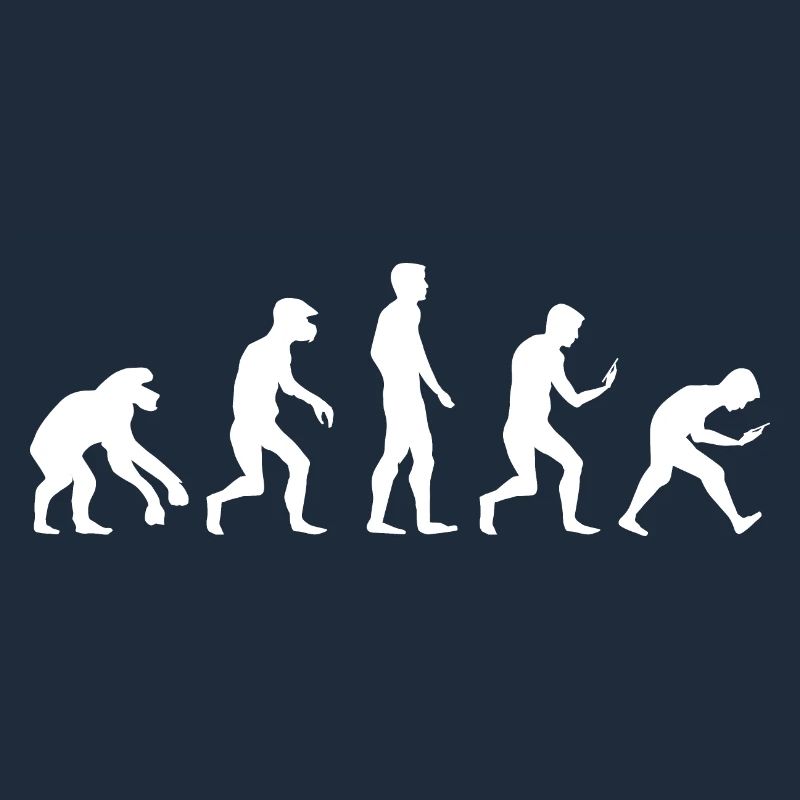 Logo drôle de dépendance au téléphone portable de smartphone d’évolution