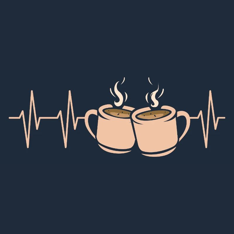 Coffee Pulse Heartbeat Two Cups