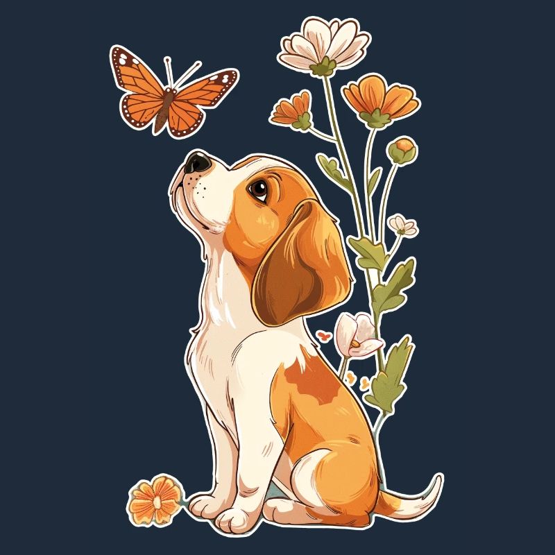 Beagle et papillon