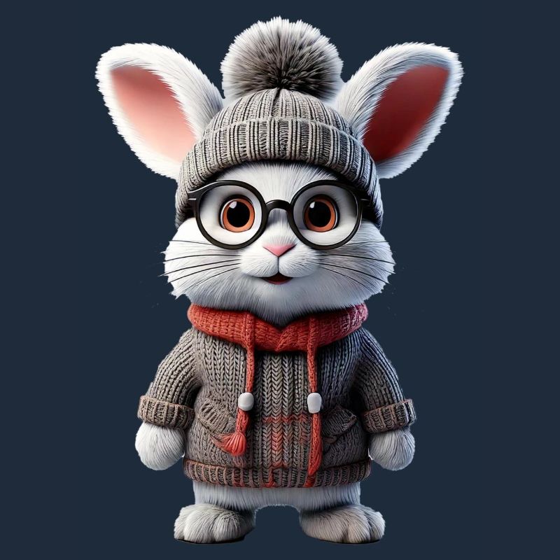 Mignon lapin avec pull tricoté