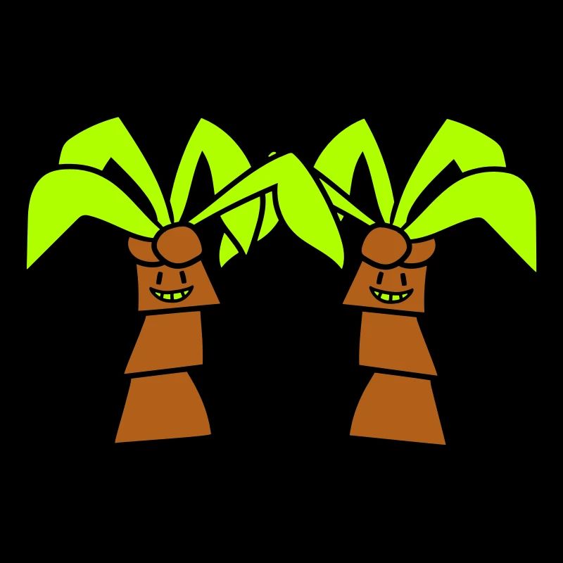 2 Funny Cute Palm Trees Greeting Comic Face Team