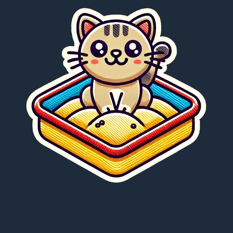 Chat mignon assis dans le bac à sable Style Patch