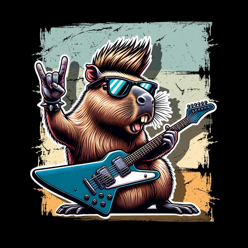 Capybara, guitariste de rock and roll