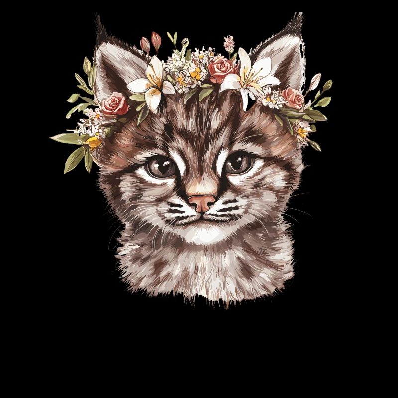 Chat avec couronne de fleurs
