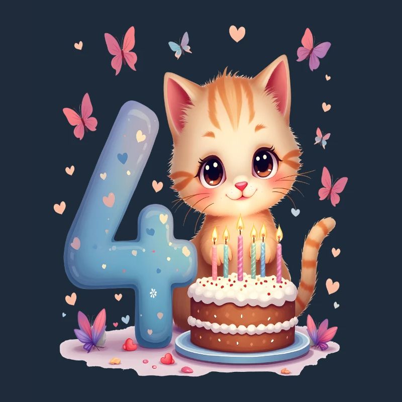 Süßes Kätzchen 4. Geburtstag Mädchen