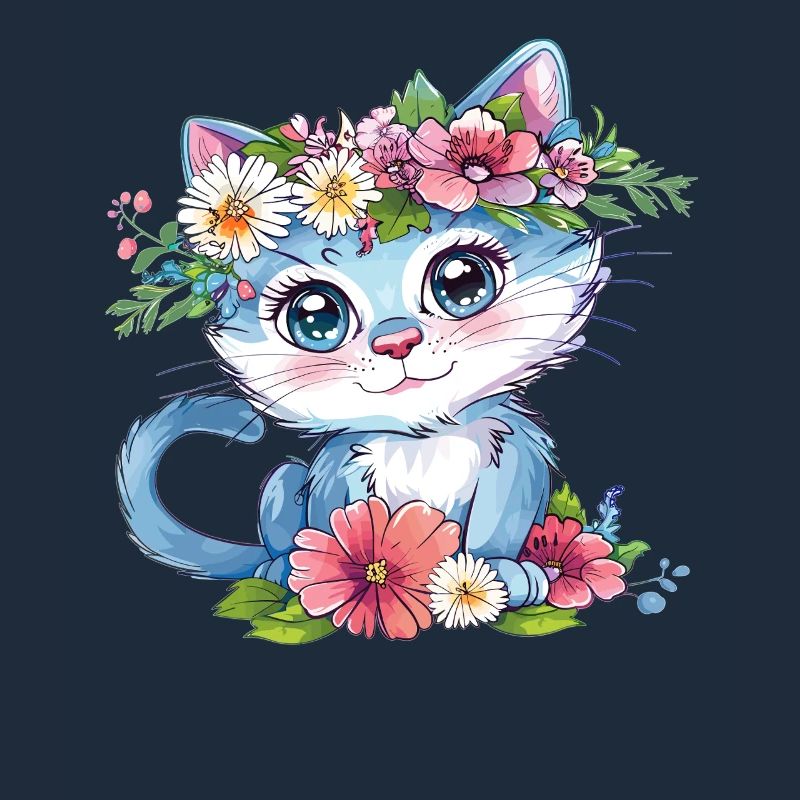 Chat fleur dans une couronne