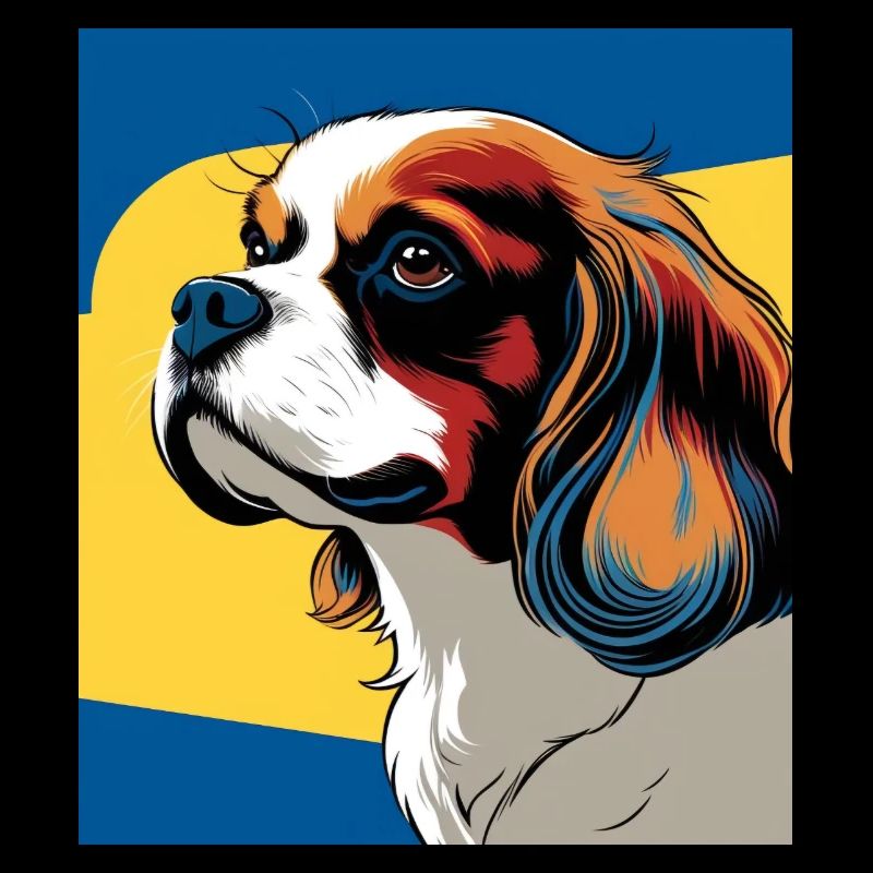 Chien cavalier king charles stylisé pop art