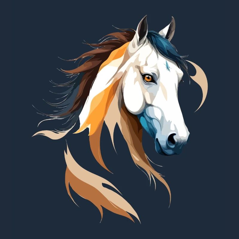 Pferd Vektor Kunst mit lebendiger Farbillustration