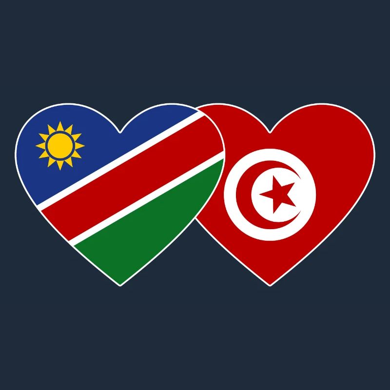 Namibia Tunisia Flag Heart