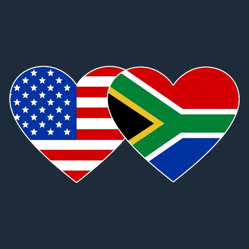 États-Unis, Afrique du Sud, drapeau, forme de coeur