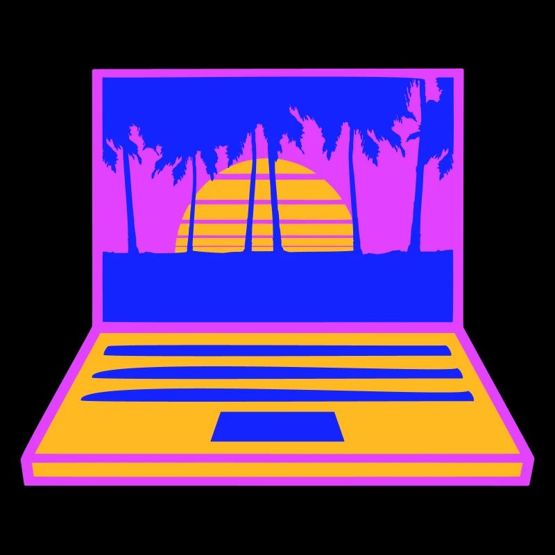 Laptop Computer Screen Palm Trees PC Strip Nerd