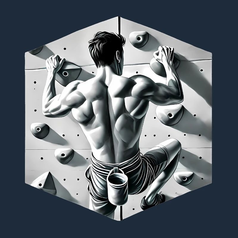 Grayscale Rock Climber Illustration
