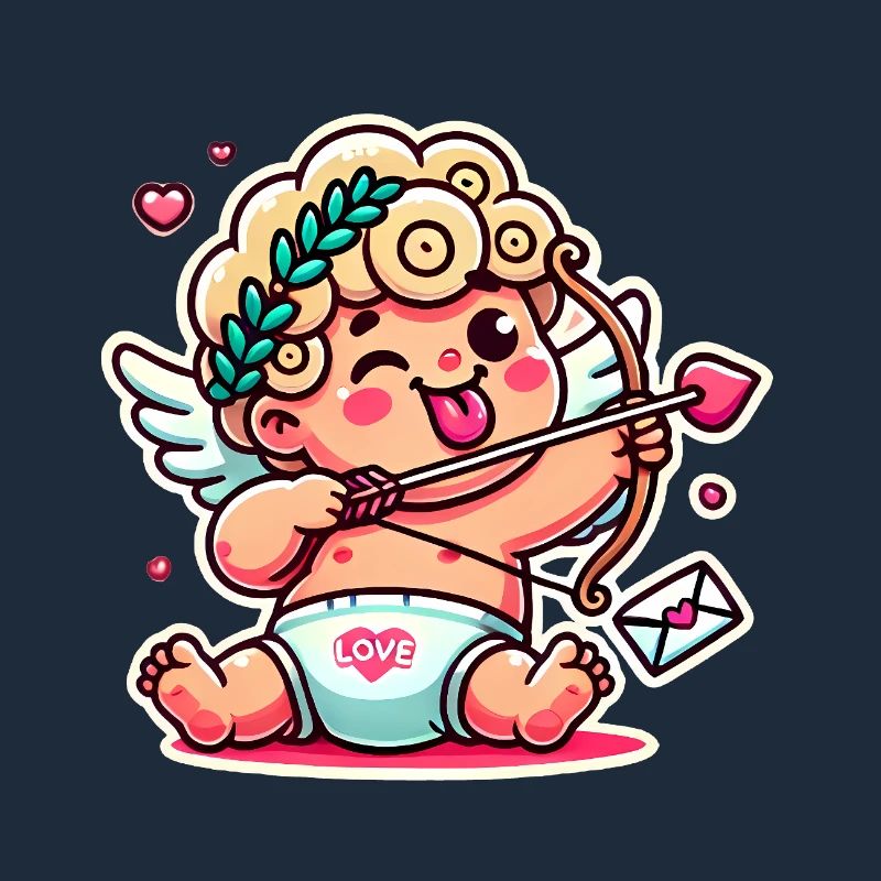 Funny Cartoon Cupid with Bow Arrow