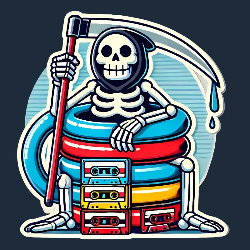 Retro Skeleton with Cassette Tapes