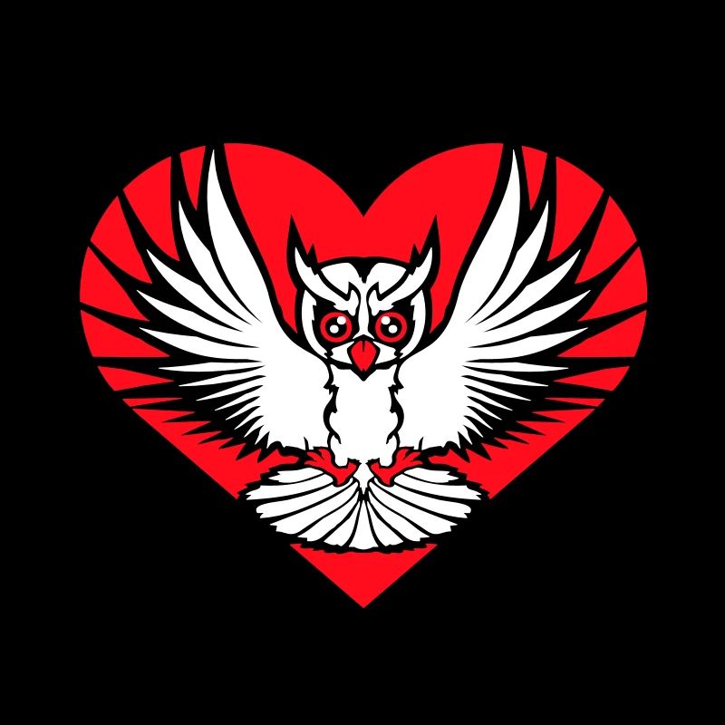 Owl Heart Symbol Shape Bird Love Eagle Owl Flying Cool