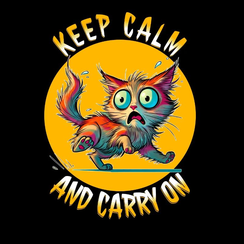 Keep Calm and Carry On - Erschreckte Katze & Weish