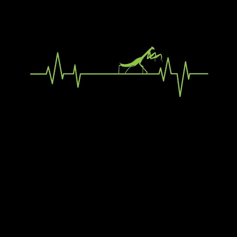 Praying mantis on a heartbeat line