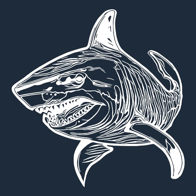 Large vintage oceanic shark with sharp teeth