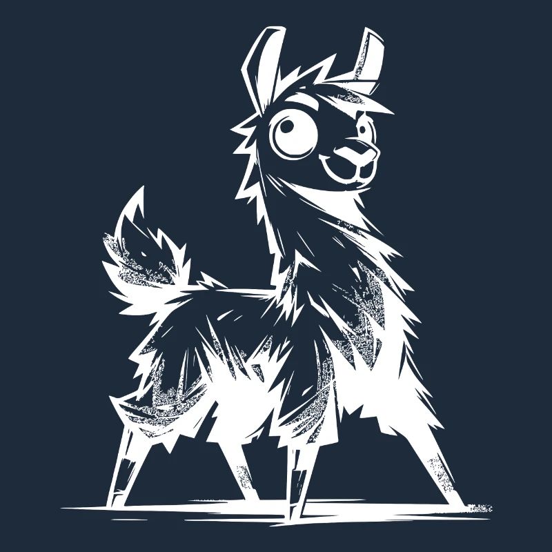 Friendly Curious Llama Pencil Sketch Style
