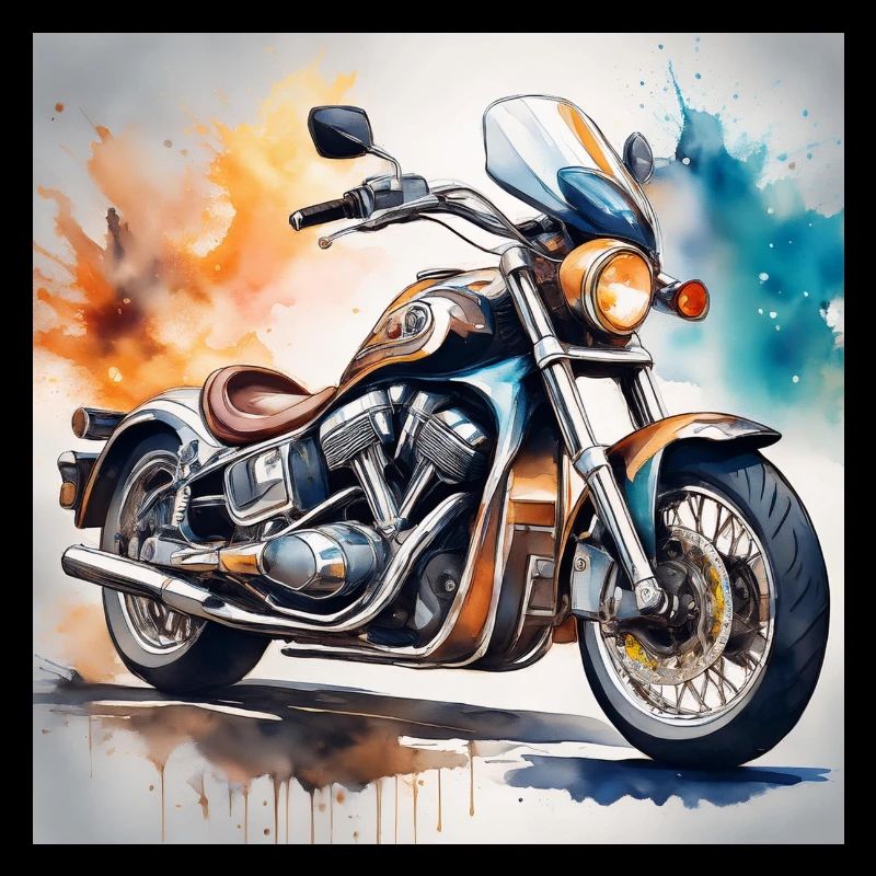 Vintage Motorcycle Splash Art