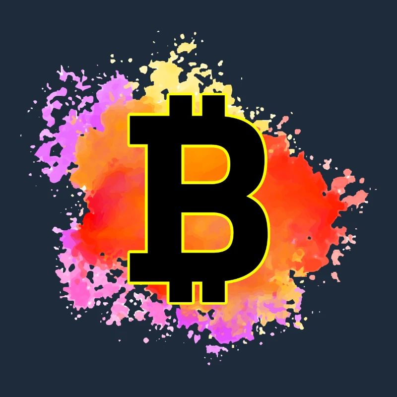 Buntes Bitcoin Design – Krypto Splash Art